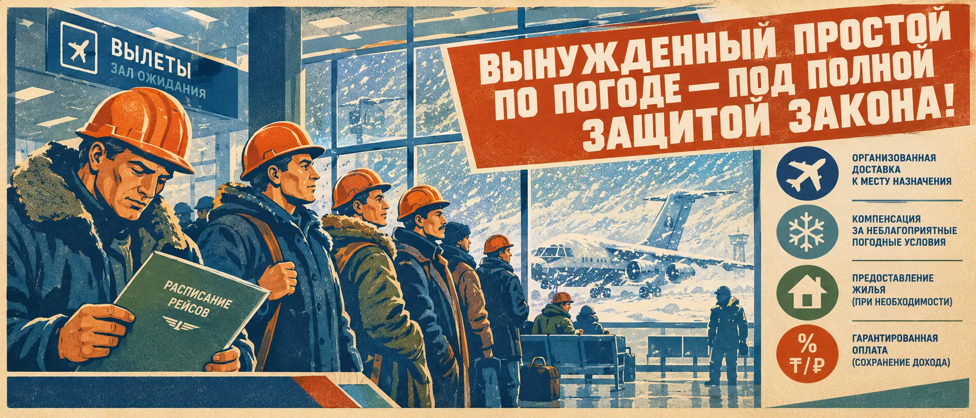 Задержка рейса и актированные дни на вахте: как оплачивается вынужденный простоя по вине погоды